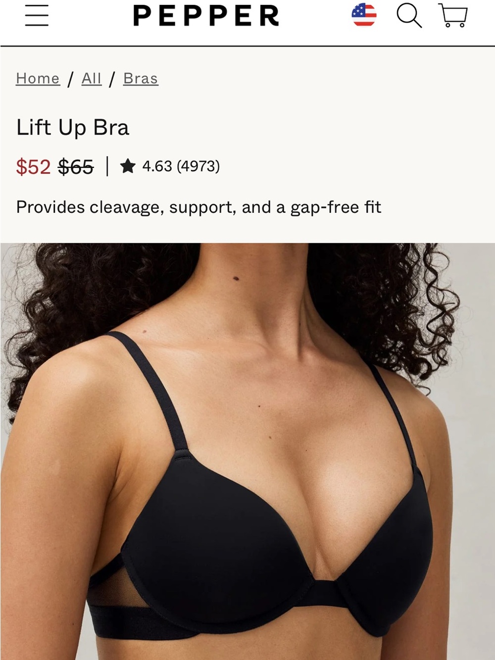 Pepper Lift Up Bra — Black